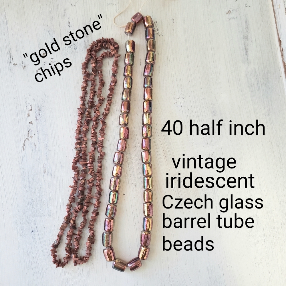 DIY Lot Of GOLDSTONE CHIPS AND CZECH GLASS BEADS